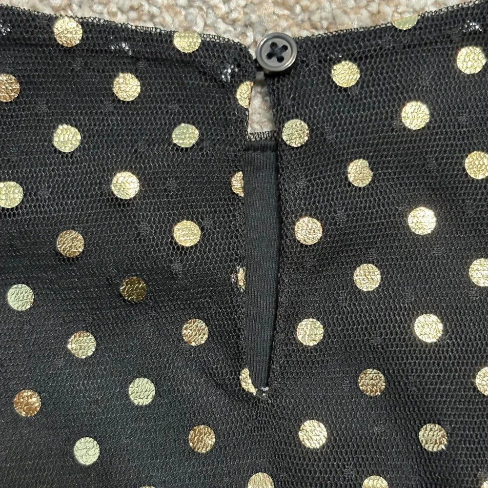 Crewcuts Dress Girl 7 NWT Black Gold Polka Dot Tulle Short Sleeve Holiday Party